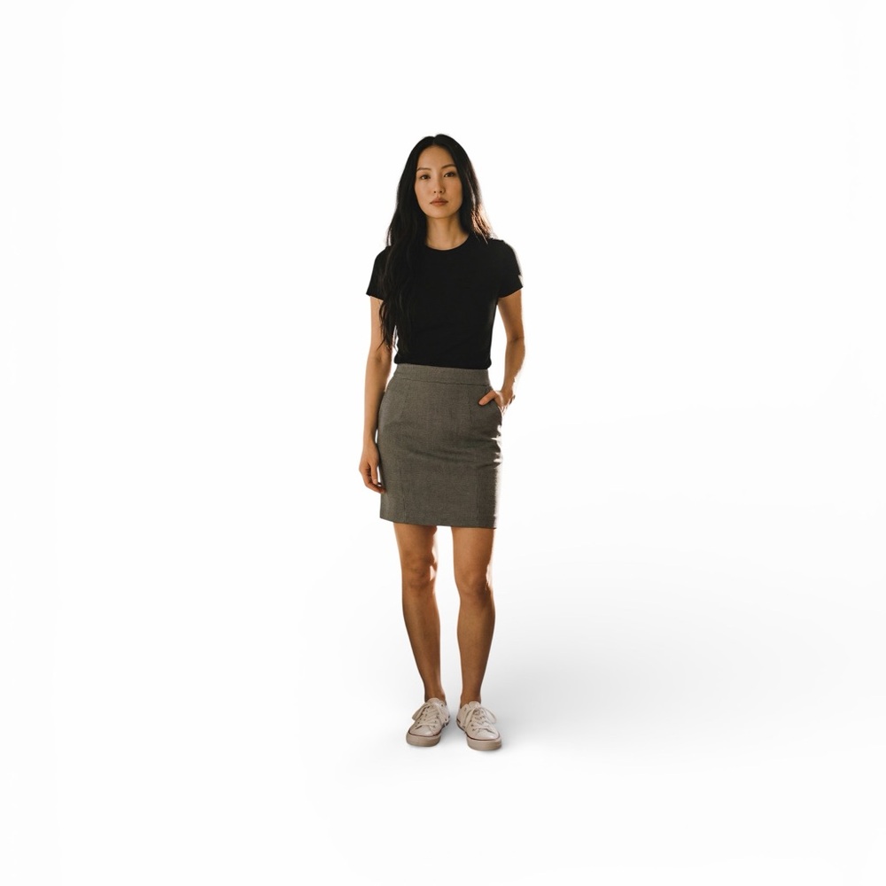 H&M Black Tee with Gray Mini Skirt